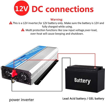 3000W Pure Sine Wave Power Inverter DC12V Ke AC120V Dengan Remote Control