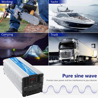 Tugas Berat 12V 2.4A Hybrid Solar Inverter LED 4000W Pure Sine Wave Power Inverter
