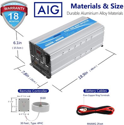 Giandel 4000W 24V Pure Sine Wave Inverter 1.5Amps Dengan Empat Outlet AC